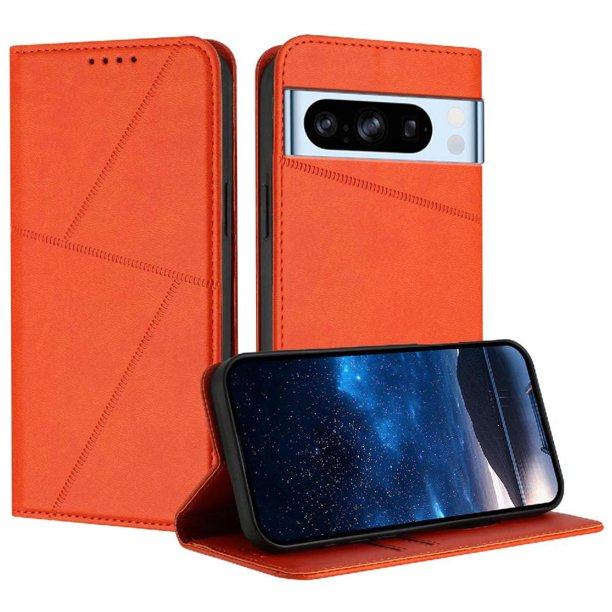 Funda Cartera Magnética para Google Pixel 8 Pro Protección Antichoque con Ranuras Naranja
