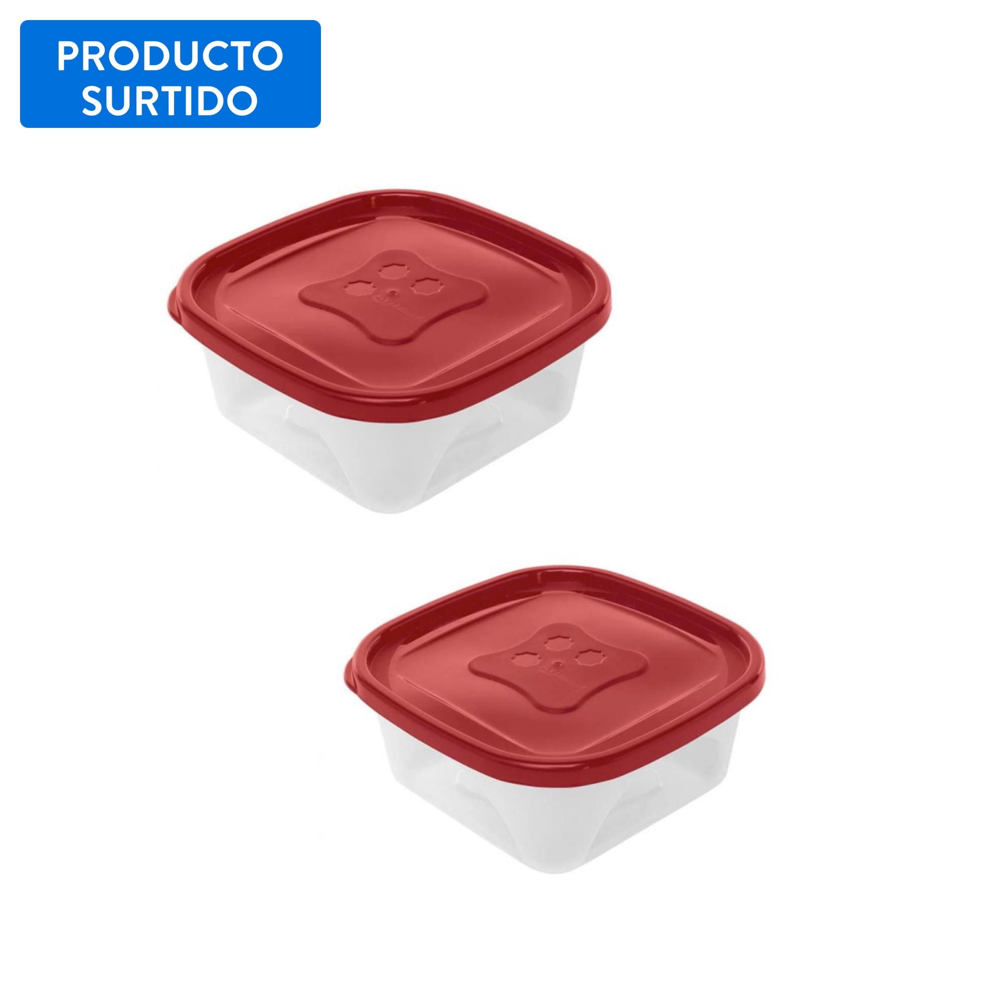 Set De Contenedor Cuadrados Plástico 690ml 2 Piezas, Color Surtido 1 Un Kitchenware