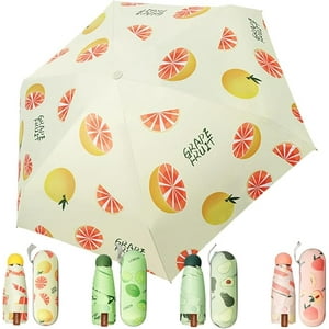 Veat00L - Paraguas De Bolsillo Patrón De Fruta Fresca Mini Paraguas Plegable De Viaje Paraguas Uv Paraguas A Prueba De Viento Compacto Y Portátil