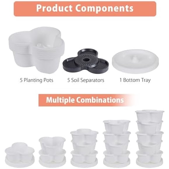 Macetero Vertical VECELO 5 Niveles Autorriego 12,4 cm Blanco