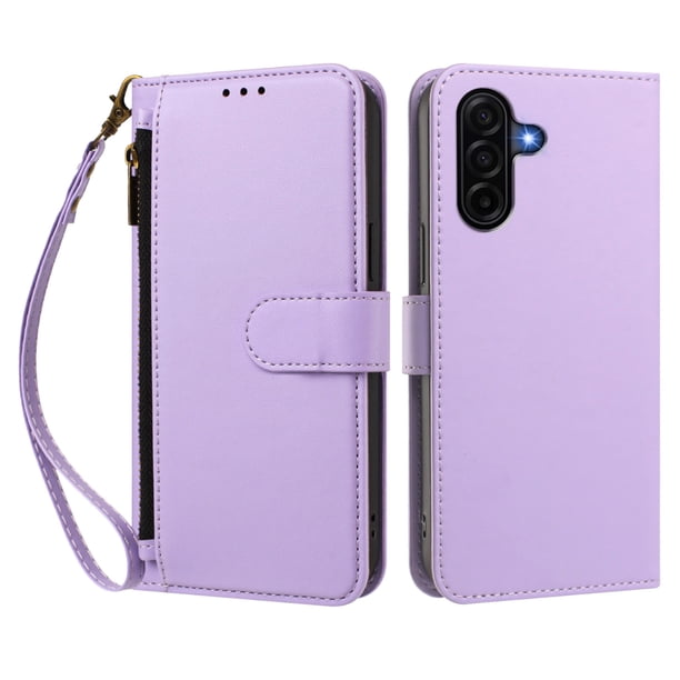 Funda Tipo Billetera para samsung galaxy A36/37 con Soporte y Bolsillo con Cierre Morado