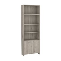 Fmfurniture - Mueble Biblioteca Gris 2 Puertas Con 5 Repisas Organizador De Oficina Y Sala
