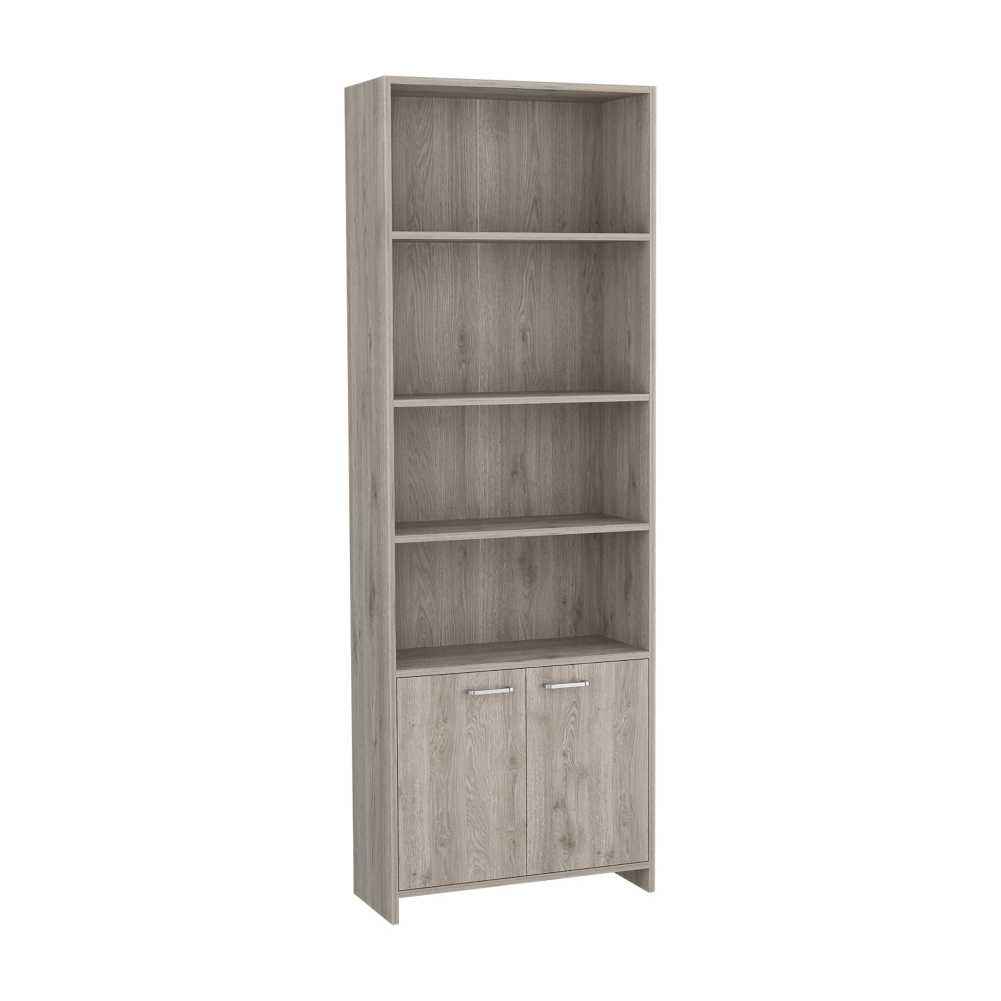 Fmfurniture - Biblioteca 2 Puertas 4 Estantes Fm-016g Gris Claro