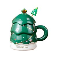 Bothyi - Taza De Café Con Diseño De Árbol De Navidad, Tazas De Leche Para Regalo De Cumpleaños, Hogar, Oficina, Verde