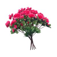 Magideal - 4 Bundles Flores Artificiales Flores Falsas Al Aire Libre Decoración Decoración De Plantas Falsas Decoración Patio Jarrón De Bodas Porche Rosa Rojo
