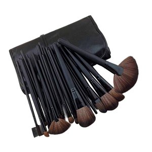 Magideal - 24 Uds. Juegos De Brochas De Maquillaje, Sintética, Brochas Cosméticas Con Bolsa De Rodillos, Herramientas De Maquillaje, Brocha Para , Negro