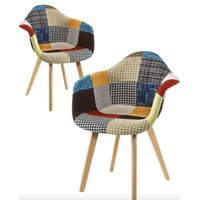 Habita2 Chile - Pack 2 Sitiales Butacas Tapiz Chenille Patch Wood - Naranjete