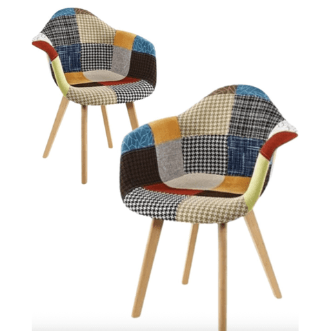 Habita2 Chile - Pack 2 Sitiales Butacas Tapiz Chenille Patch Wood - Naranjete