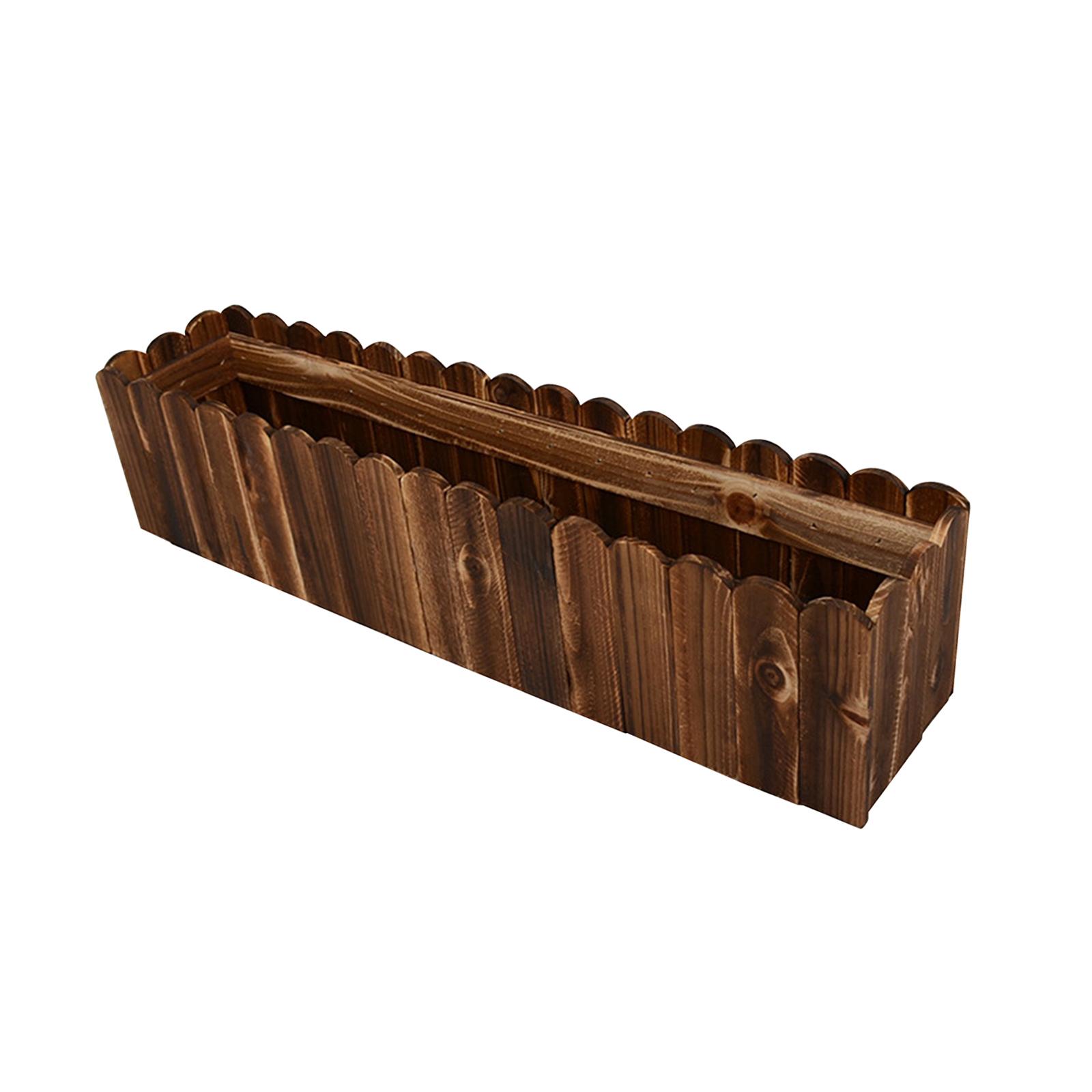 Magideal - Maceta De Madera Maciza, Contenedor De Plantas, Accesorios Rectangulares Para Balcón, Caja De Madera Rústica, Macetero Para Exteriores Para Ventana De Medio