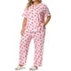 thumbnail image 1 of Agnes Orinda Conjunto de Pijamas de 2 Piezas para Mujer de Talla Grande Estampado de Cerezas Cuello Redondo Manga Corta, 1 of 6