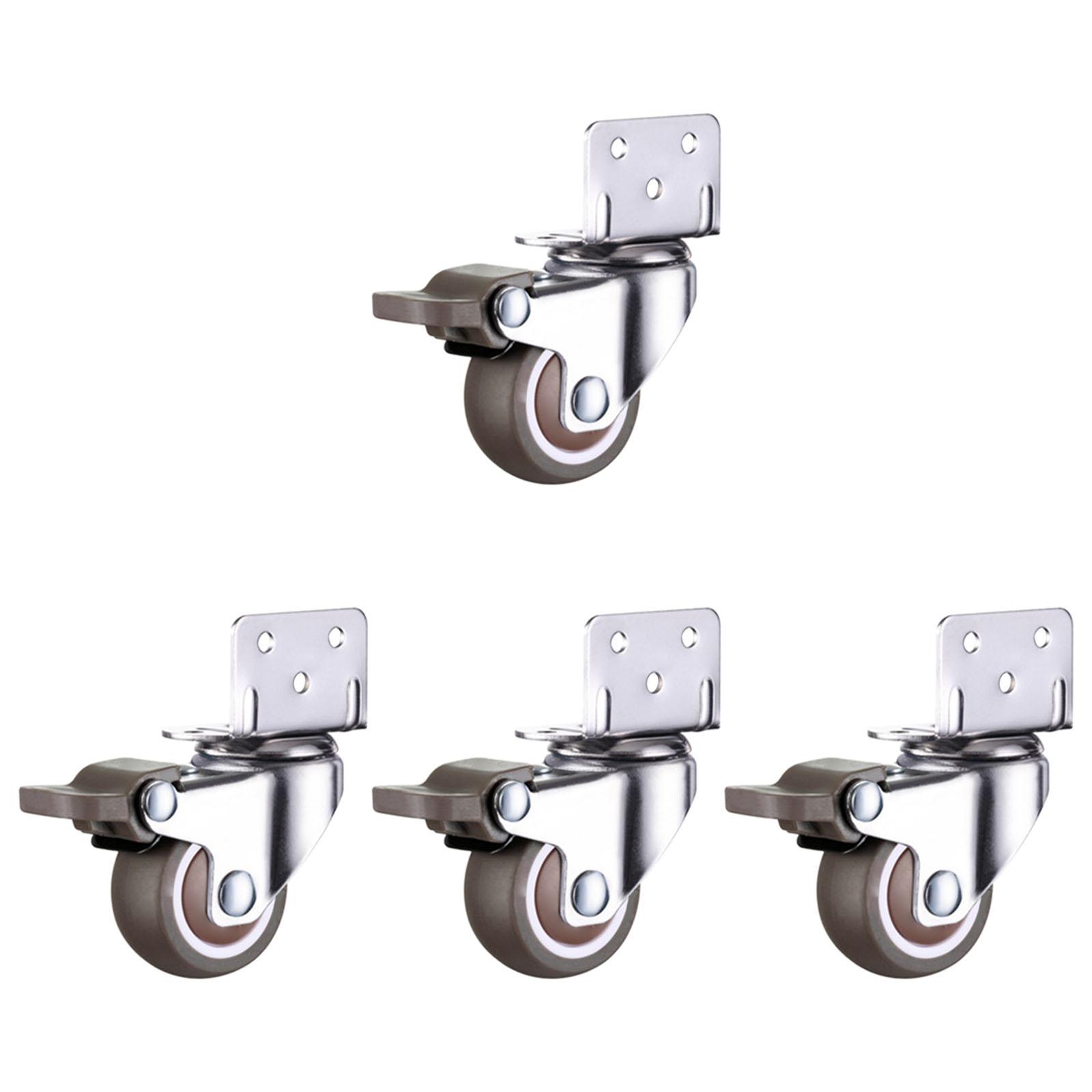 Ioensy - 4X Ruedas Giratorias De Placa Rueda De Goma Cocina Cama De Bebé Estantería Con Freno 2,5 Cm