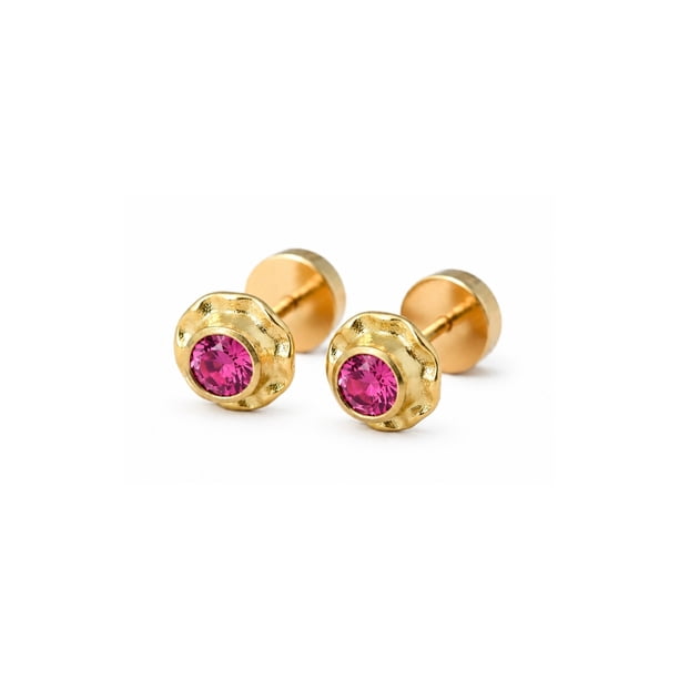 Aros Abridores Chatón Circón 6mm N3 Oro 14k Niña Mujer
