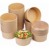De Gaune - Envase Bowl Kraft Con Tapa Pet 1000Ml (50 Unidades)
