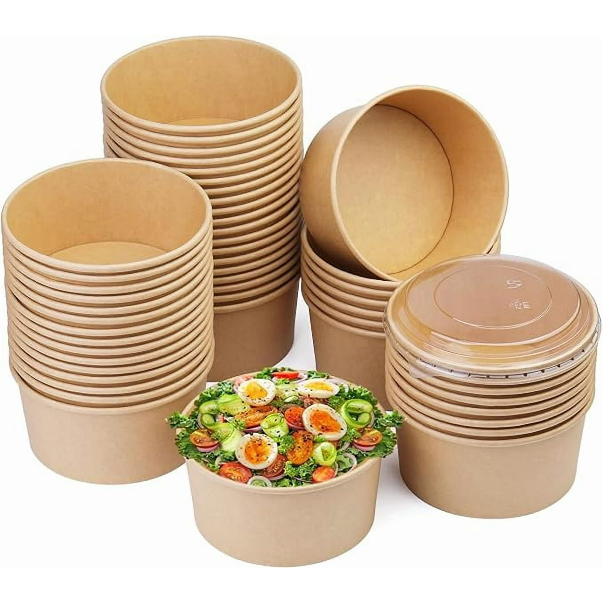 De Gaune - Envase Bowl Kraft Con Tapa Pet 1000ml (50 Unidades)