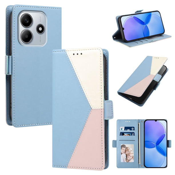Funda Tricolor con Ranuras para Xiaomi Xiaomi Poco M7 Pro 5G, Azul Claro