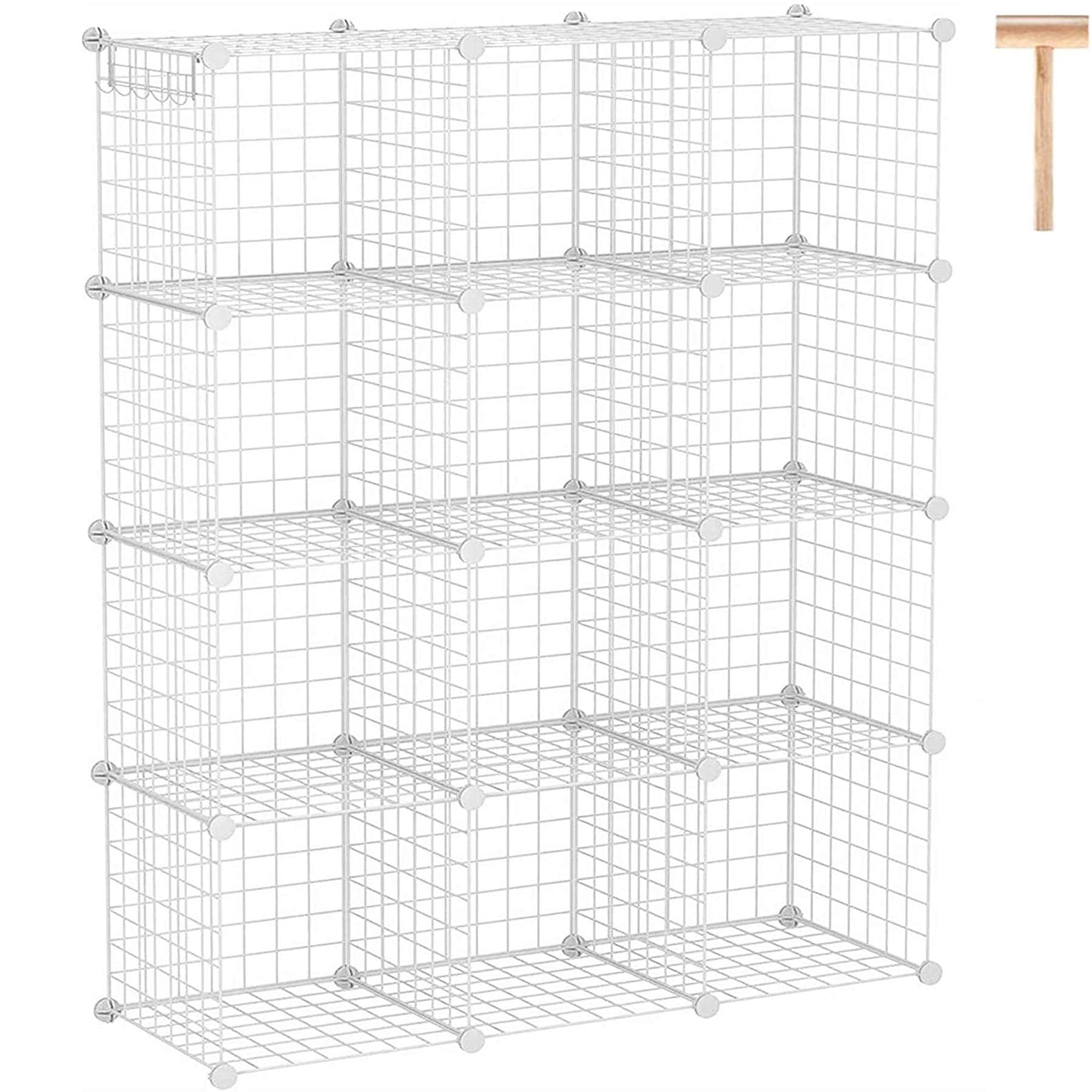 Organizador De Almacenamiento C&ahome Wire Cube 12 Cubos De Metal Blanco