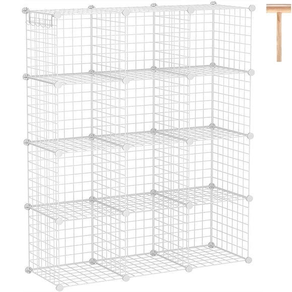 Organizador de almacenamiento C&AHOME Wire Cube 12 cubos de metal blanco