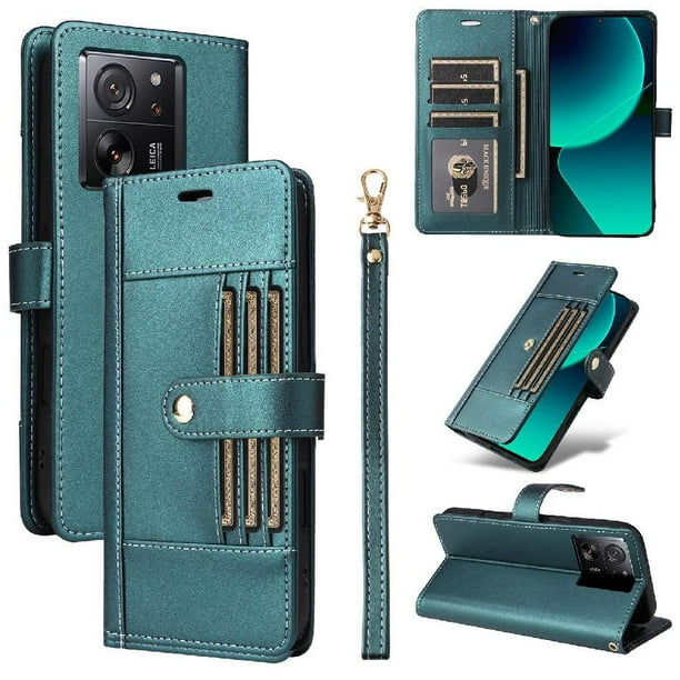 FOXDOCK Funda tipo Cartera para Xiaomi 13T/13T Pro – Cubierta de Cuero PU con Múltiples Ranuras, Bolsillo para Efectivo y Correa de Muñeca