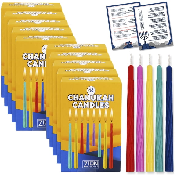 Velas de Janucá Zion Judaica Menorah, 44 colores surtidos