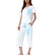 thumbnail image 4 of INSPIRE CHIC Conjunto de Pijama de Mujer con Tinte de Corbata Cuello en V Manga Corta Pantalones Capri Conjunto de Salón con Bolsillos XL Azul Blanco, 4 of 6