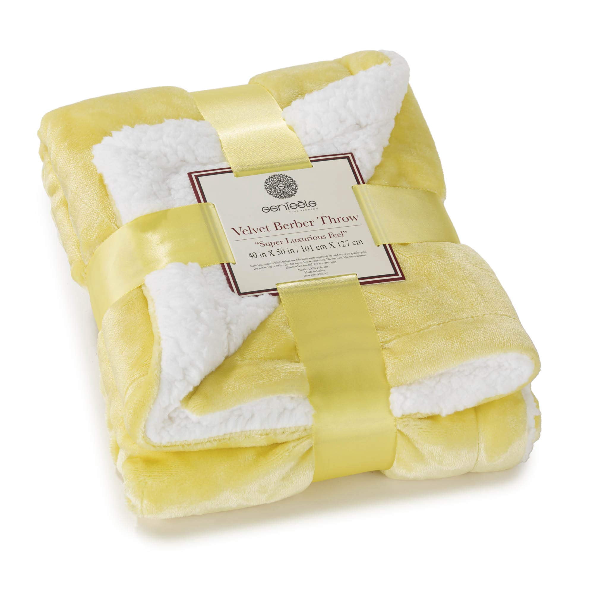 Manta Genteele Sherpa Super Soft De 100 X 125 Cm, Color Amarillo/blanco