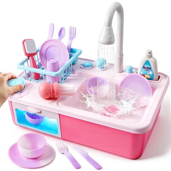 Lavabo de juguete lalalark con cambio de color y agua corriente para niños pequeños