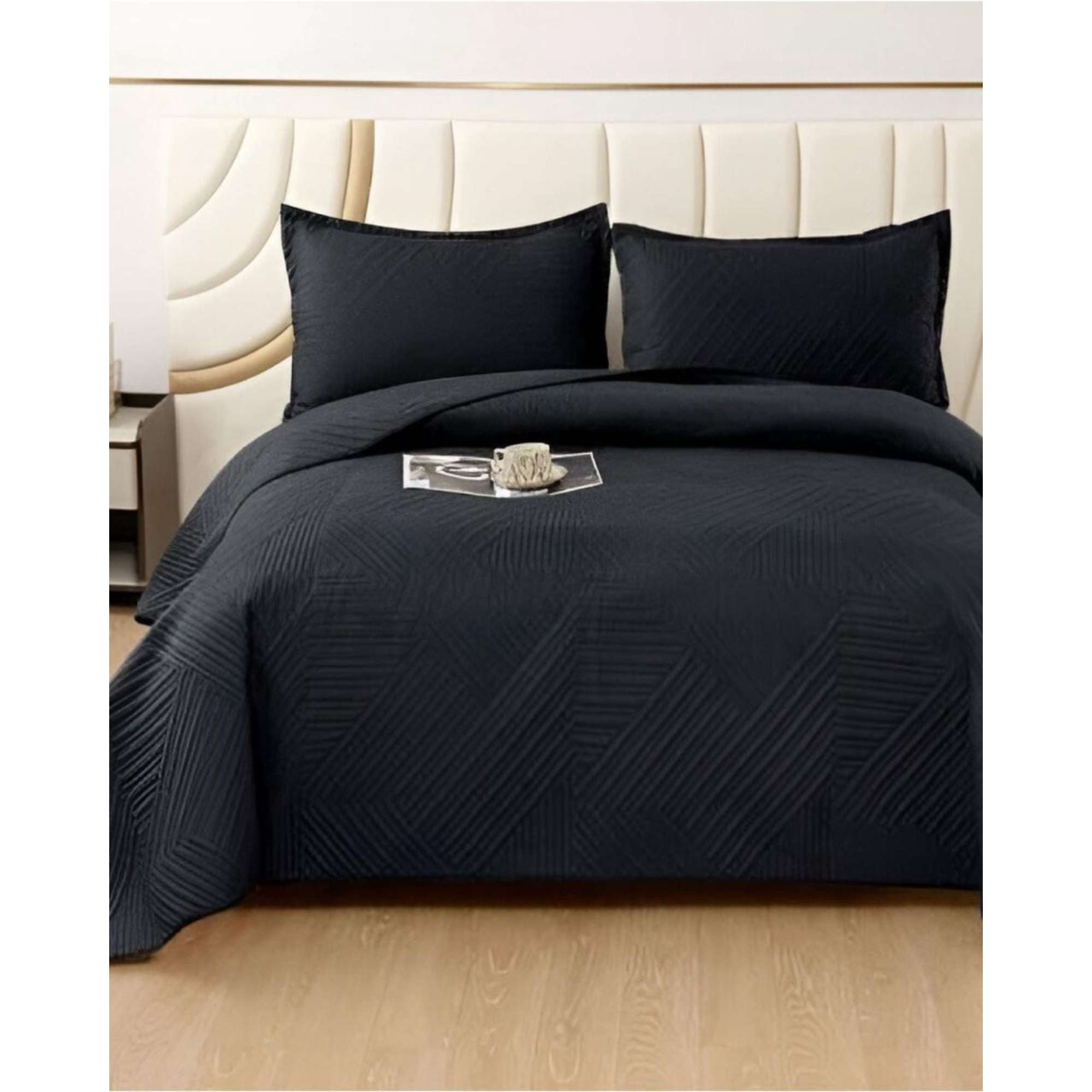 Imac Hogar - Cobertor De Lujo Quilt Verano 2 Plazas Negro