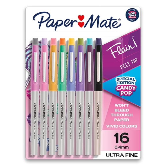 Paper Mate Flair Marcadores de Punta Fina 0.4mm Ultra Fina Paquete de 16