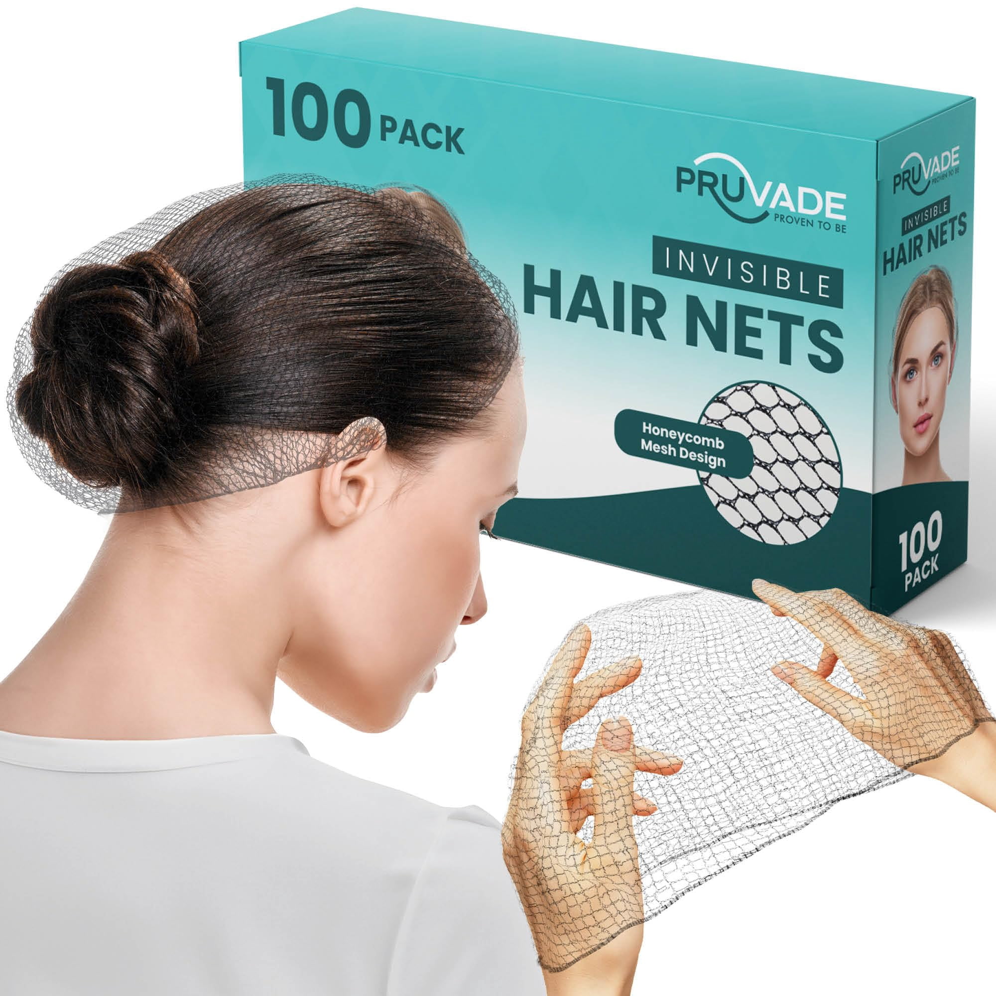 Mallas Para El Pelo Pruvade Invisible 24 Mesh Para Mujeres Y Hombres, 100 Unidades