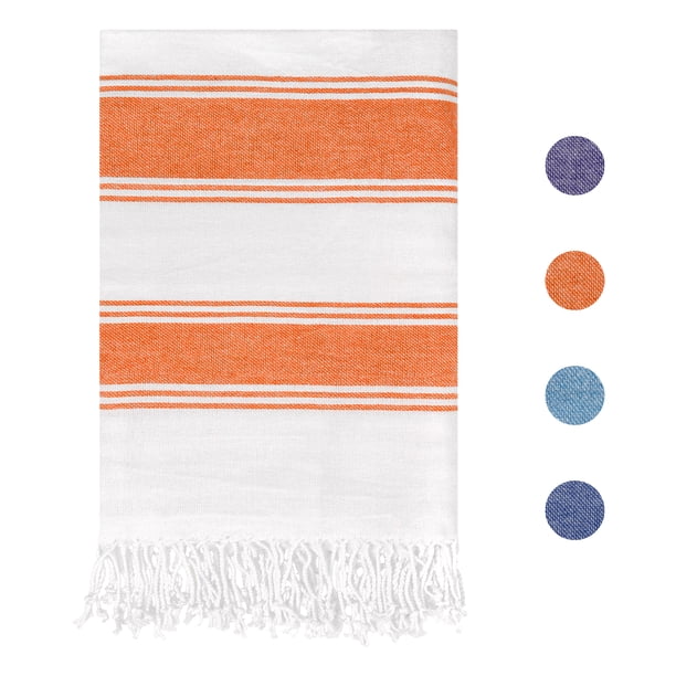 REGALWOVEN Toallas de Playa Rayadas Sobredimensionadas, Toalla de Confort y Secado Rápido para Viajes, Natación, Campamento Naranja 40' x 72'