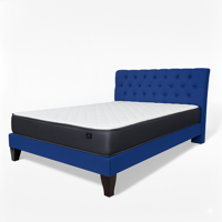 Vitelio - Cama King Plazas Azul Rey Europea Incluye Base+Respaldo+Colchon