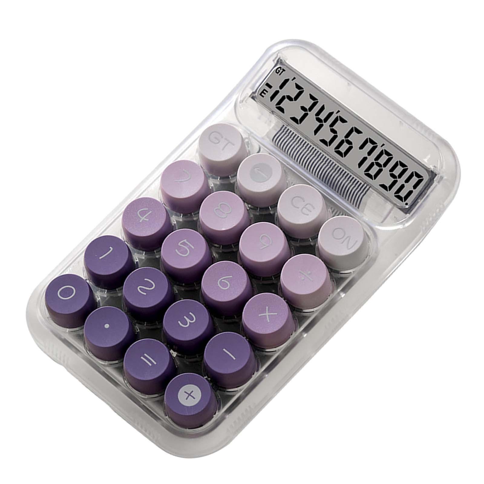 Bothyi - Calculadora Mecánica Retro Transparente Para Diario Y Básico Oficina Negocios Escuela Violeta