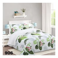 Genérico - Cubrecama Sherpa 1.5 Plazas - Blanco Hojas Verdes M906