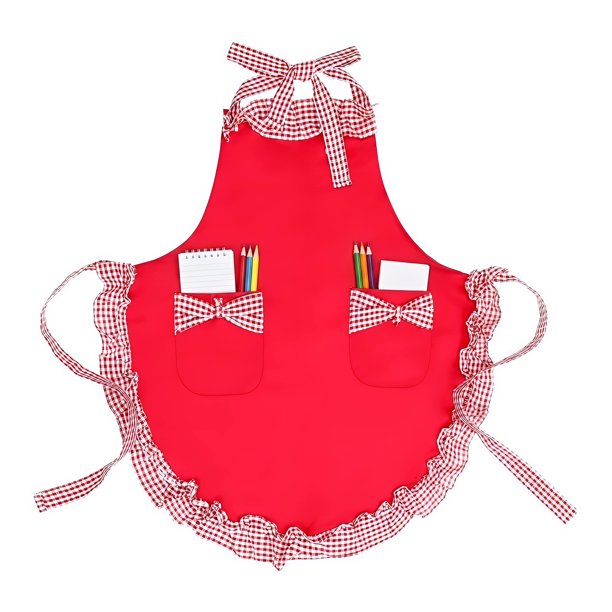 Delantal estilo doncella REGALWOVEN con bolsillos, delantal de cocina, delantal de cocina para mujeres, delantales de poliéster duraderos para el hogar y la cocina 25.4x28.0 pulgadas rojo