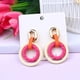 thumbnail image 3 of Arete Colgante CC Clothing Redondo Blanco/Fucsia, 3 of 3