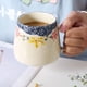 thumbnail image 5 of Taza de cerámica para leche con tapa y cuchara, taza de café con tapa, taza de capuchino de cerámica gruesa de 400 ml, taza japonesa pintada a mano, taza de agua esmaltada, taza grande para desayuno., 5 of 6