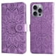 thumbnail image 4 of Funda tipo cartera FOXDOCK para iPhone 16 Pro , diseño girasol en relieve, cuero PU, cierre magnético, soporte y tarjetero, 4 of 5