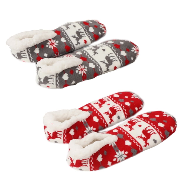 Calcetines de mujer, cálidos, suaves y con forro polar, antideslizantes, para interiores, 2 pares, regalo de Navidad