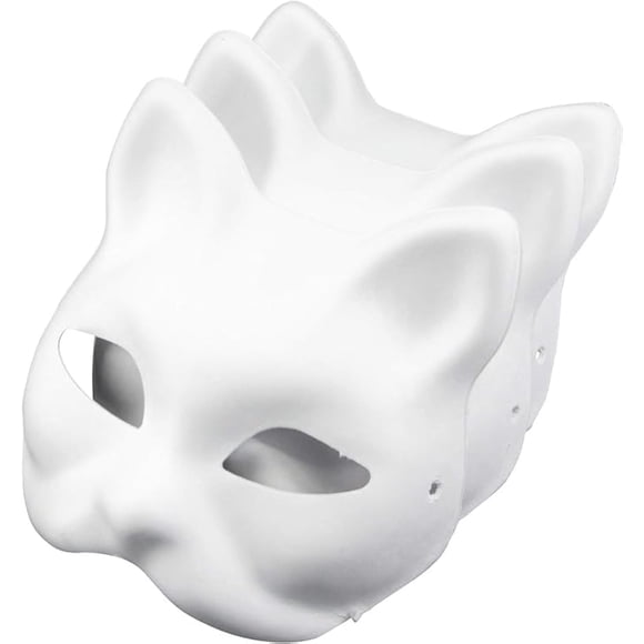 Mascarilla facial C&Xanadu Cat, papel blanco, que se puede pintar tú mismo (paquete de 3)