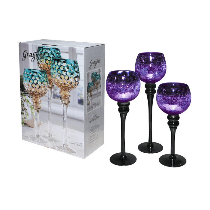 Muebles Santa Ana - Juego 3 Copas Candelabro Gold (morado) Craquelado