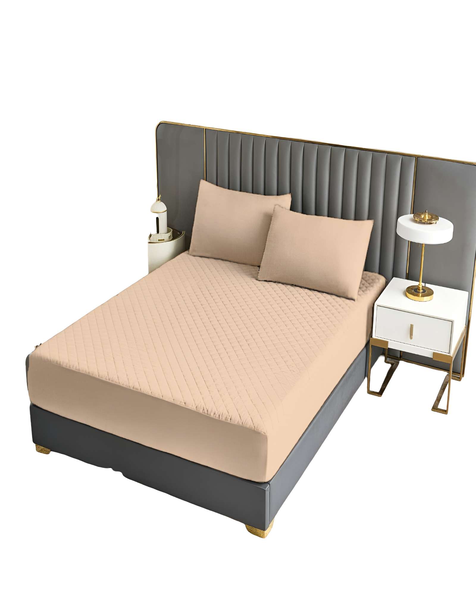 Genérico - Cubrecolchon Impermeable King Beige