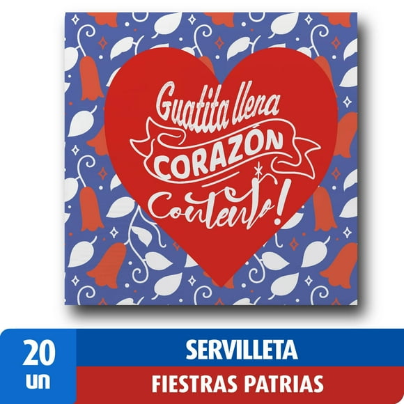 Servilletas Doble Hoja Style Fiestas Patrias Guatita Llena Corazón Contento, 20 Un