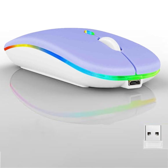Ratón inalámbrico Bluetooth Guiheng recargable LED morado