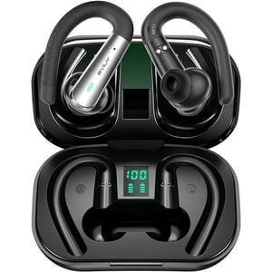Veat00L - X13 Auriculares Inalámbricos Bluetooth, Batería De 48 Horas De Duración Con Indicador Led De Carga, Auriculares Bluetooth 5.3 Duales, Llamadas Enc Hd, Graves Intensos, Negro