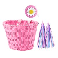 Magideal - Cesta De Bicicleta Para Niños, Con Timbre De Bicicleta Para Niños, Cesta De Manillar Delantero, Accesorios De Bicicleta Para Niños Y Niñas, Se Adapta Rosa