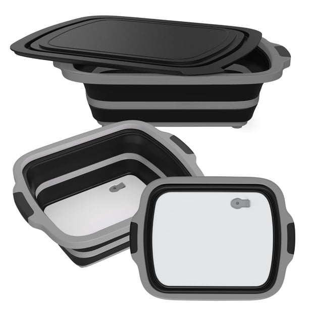 Recipiente plegable para preparar barbacoas, paquete de 2 unidades, tamaño XL, con tabla de cortar y tapa