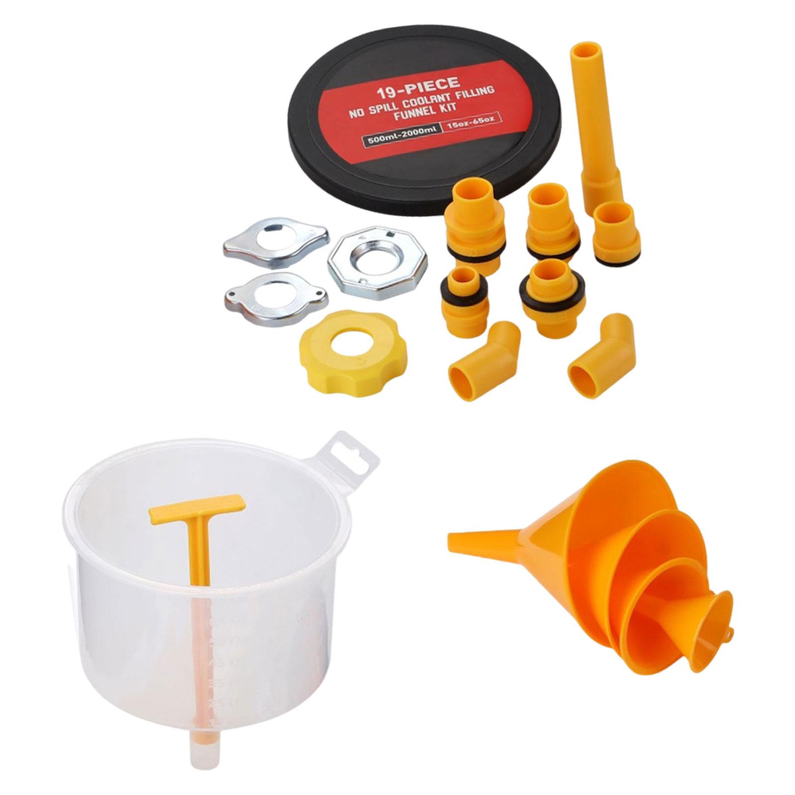 Magideal - Juego De 19 Embudos De A Prueba De Fugas, Juego De Purga De Radiador, Fácil Instalación, Interfaz Altamente Sellada, Embudo De Llenado De