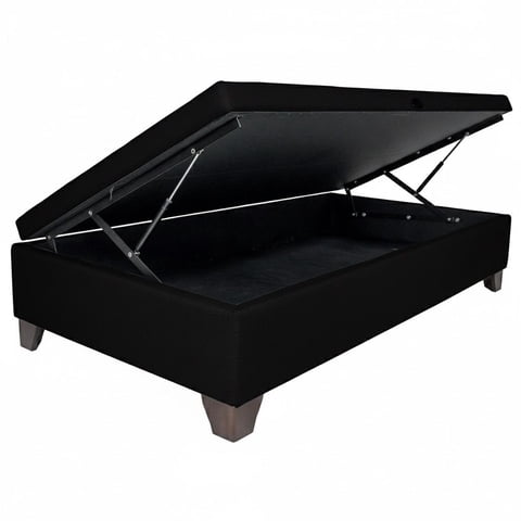 Vitelio - Base De Cama 1.5 Plaza Baúl Negra