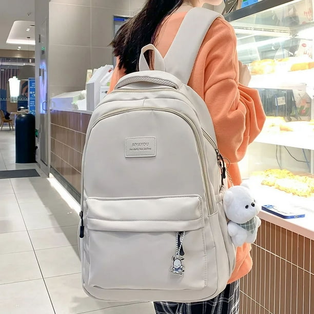 No pendant Waterproof Teenage Bookbag Nylon Rucksack Fashion Girl Backpack Women Shoulder Bag High School Schoolbag Black