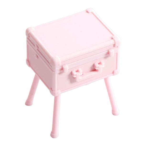 Estuche de maquillaje para casa de muñecas a escala 1/12, caja organizadora de cosméticos, muebles de muñecas, estuche de maquillaje en miniatura de p Rosado
